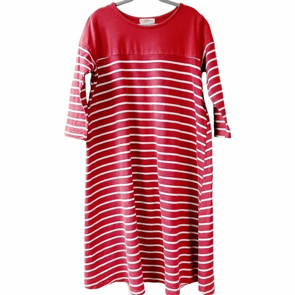 TOTTINI Girls MIDI Dress Boho Boutique Casual Striped SZ 7 Crimson School Party